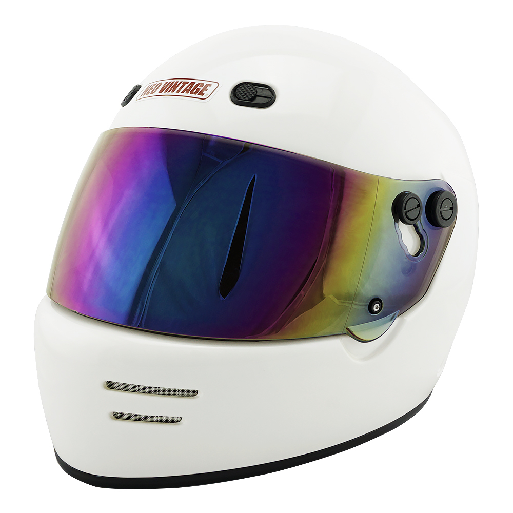 フルフェイスヘルメット ホワイト×レインボーミラーシールド XLサイズ:61-62cm対応 VT6 VT-6 ステッカー付き