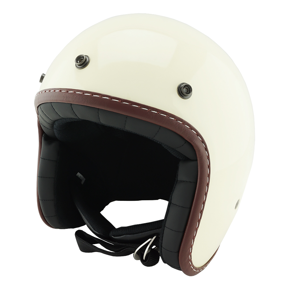 アイボリー スモールジェットヘルメット シールドセット フリーサイズ 開閉式バブルシールド FミラーGパーシモン_画像4