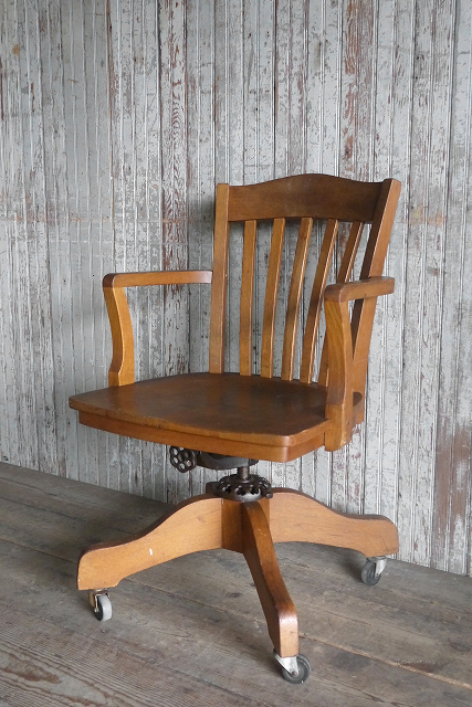  antique with casters . wood desk chair [acw-307] collection restaurant America display counter interior Vintage 