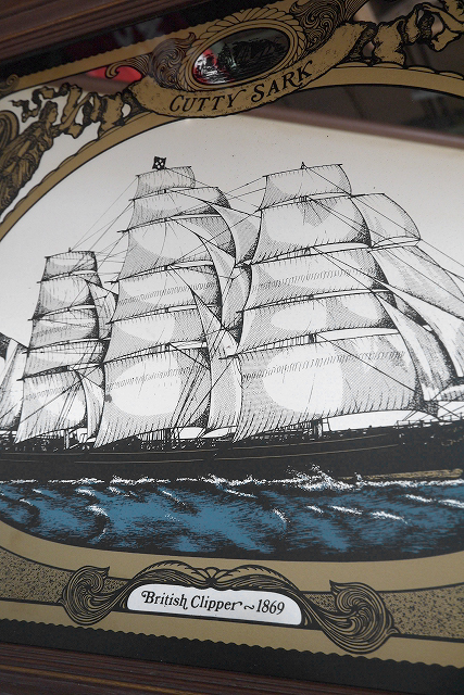 アンティーク　CUTTY　SARK　ウォールミラー [ama-346]ビンテージコレクタブルディスプレイイラストイギリス帆船風景画絵デコレーション_画像3