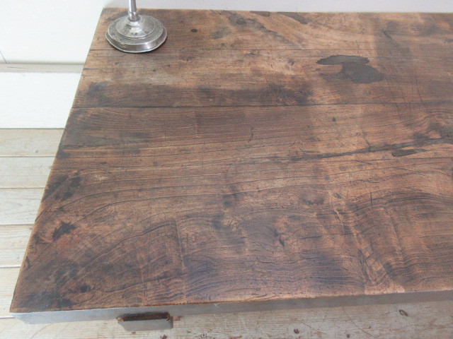 古い木味厚い板の作業台J355   アンティーク家具裁板まな板テレビ台ローテーブル店舗什器カフェ什器無垢材古家具の画像6