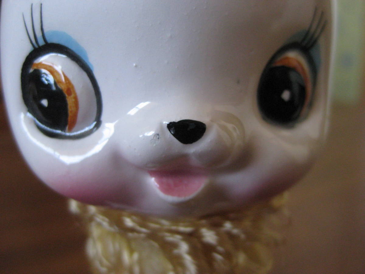 おしゃれでかわいいイヌの陶器人形　ペア　/犬の置物　昭和レトロ　ポーズ人形_画像8