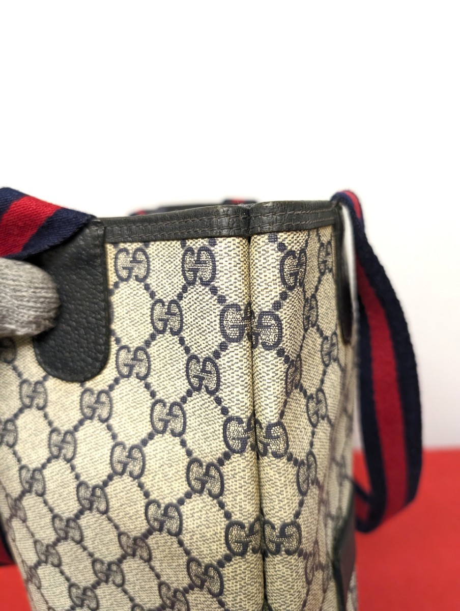 美品 極希少！Gucci シェリーライン トートバッグ ネイビー オールドグッチ_画像4