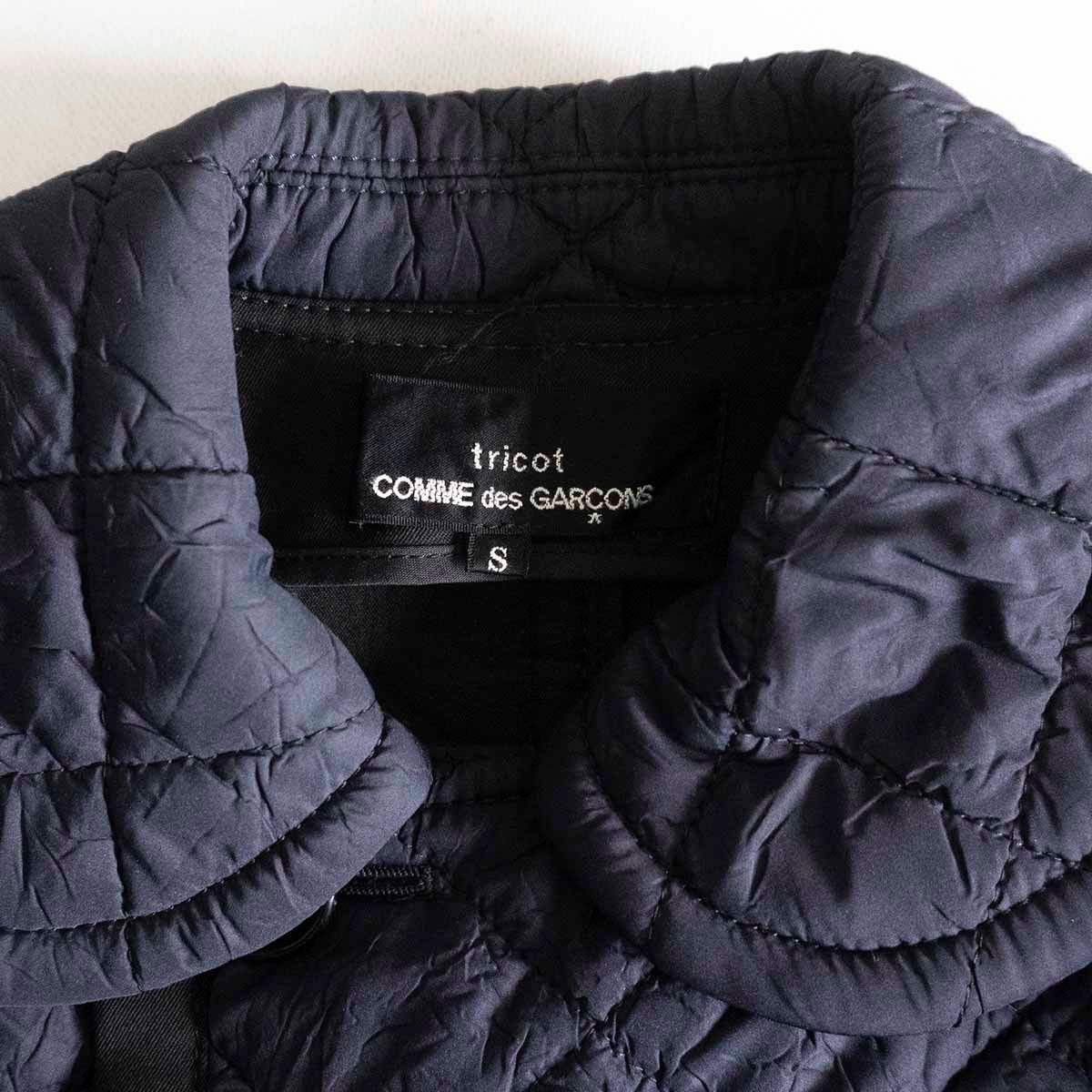 【極美品】tricot COMME des GARCONS 【2018AW/ 丸襟 キルティングコート】S トリコ コムデギャルソン ネイビー 2312049_画像4