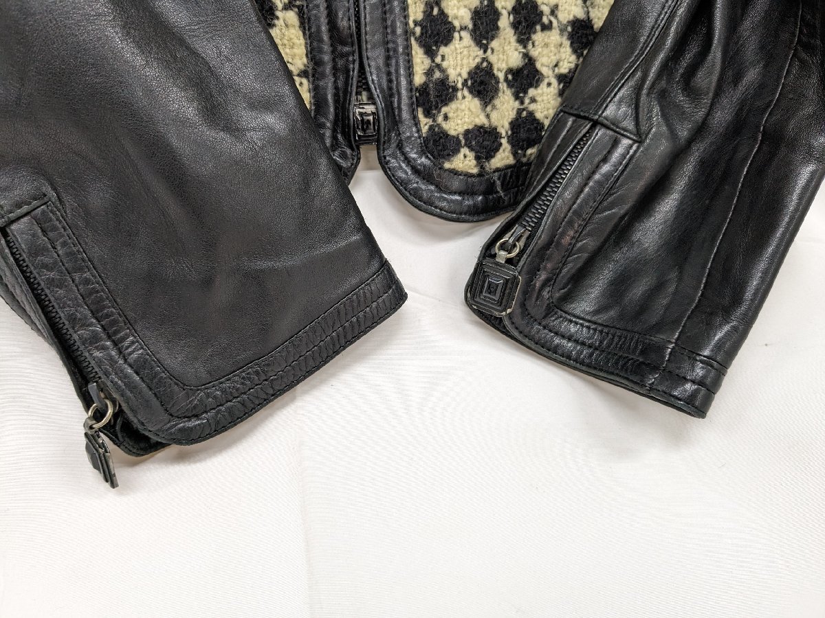 ジャンニ・ヴェルサーチ GIANNI VERSACE ジャケット レザー ツイード アウター genuine leather Vintage ヴィンテージ_画像4