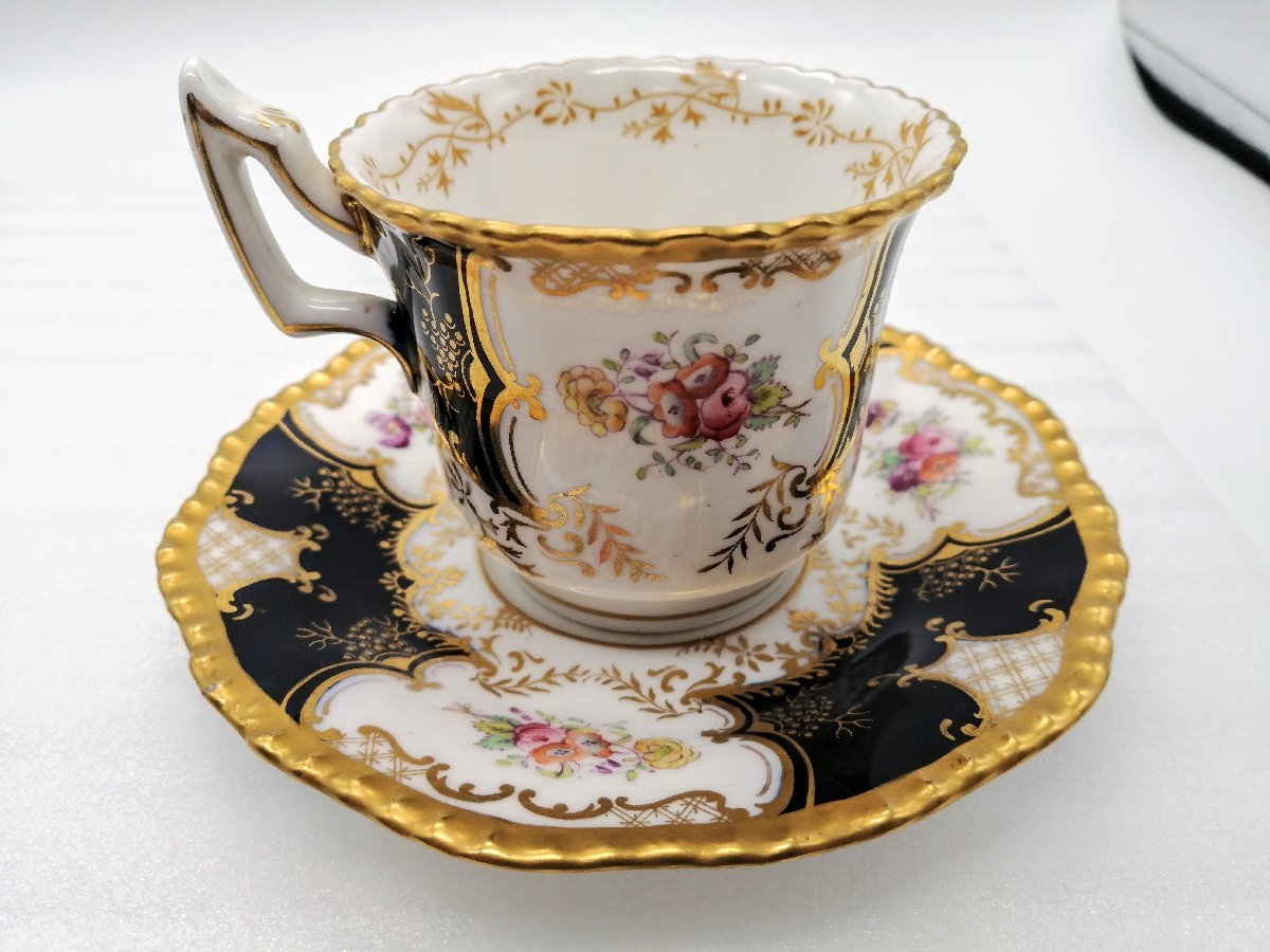 【美品】コールポート COALPORT バットウィング トリオ カップ＆ソーサー プレート コバルト 金彩 皿 食器 英国_画像3