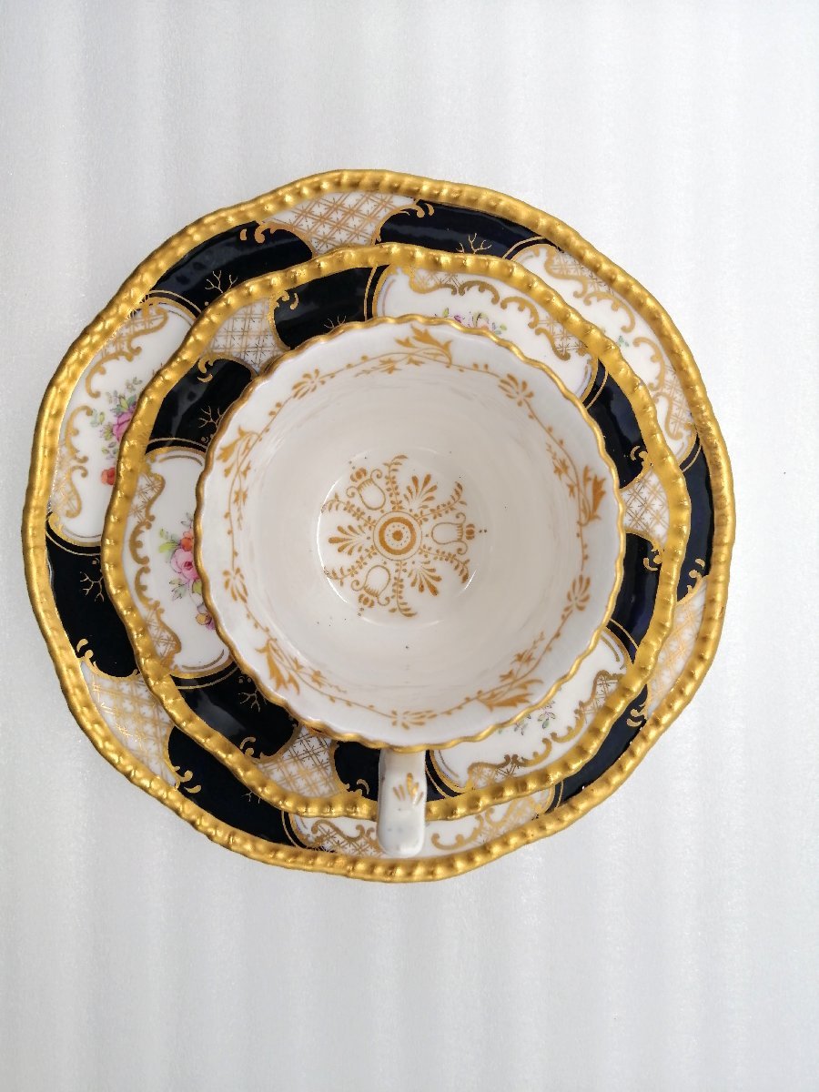 【美品】コールポート COALPORT バットウィング トリオ カップ＆ソーサー プレート コバルト 金彩 皿 食器 英国_画像6