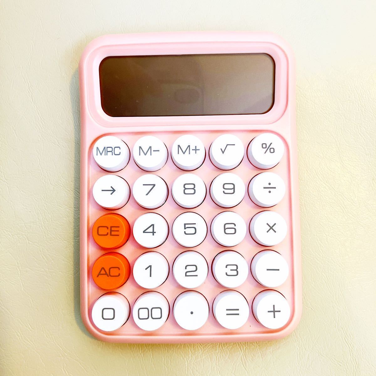 電卓 ポータブル ピンク かわいい ポップ マカロン オフィス用品 桃色 丸ボタン オフィスグッズ ミニガールズ キャンディーカラー