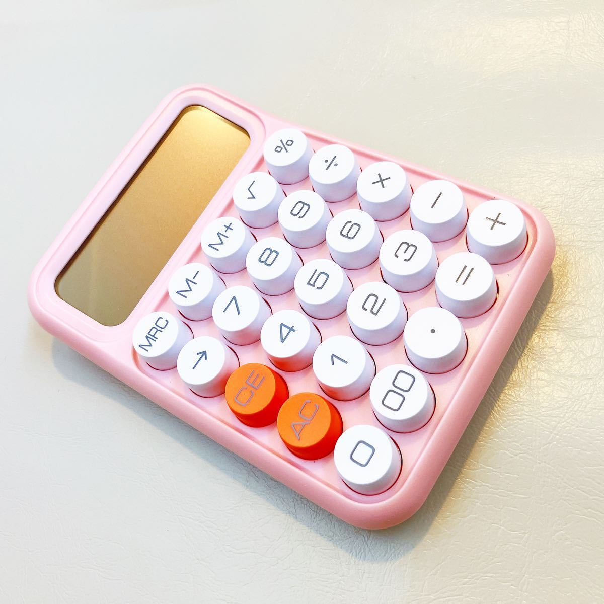 電卓 ポータブル ピンク かわいい ポップ マカロン オフィス用品 桃色 丸ボタン オフィスグッズ ミニガールズ キャンディーカラー