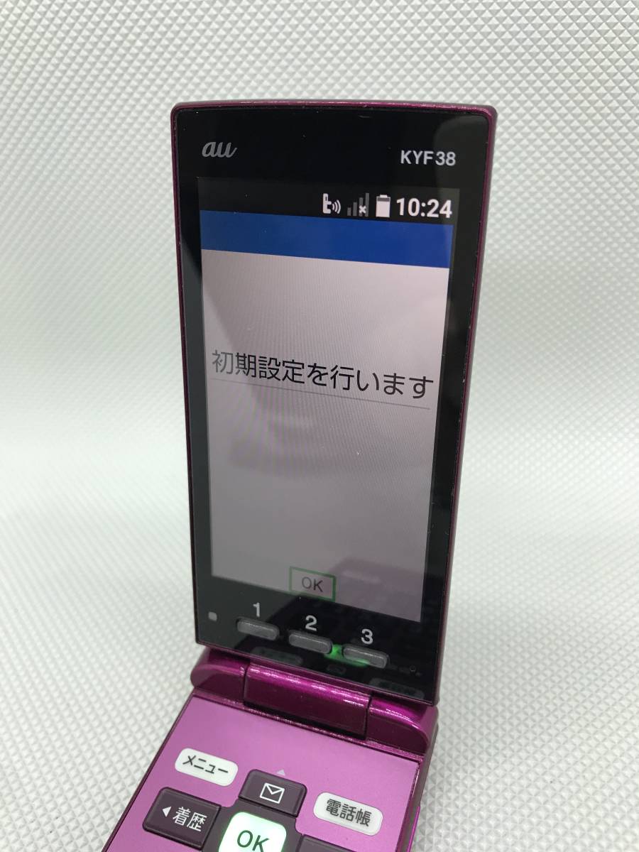 OK8474○au KYOCERA 京セラ かんたんケータイ 携帯電話 ガラケー KYF38 電池パック KYF36UAA 動作OK 初期化済の画像5