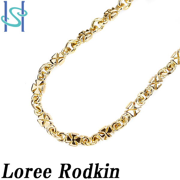 ローリーロドキン チェーンネックレス K18YG ダイヤモンド クロス 十字架 Loree Rodkin 美品 中古 SH97604_画像1