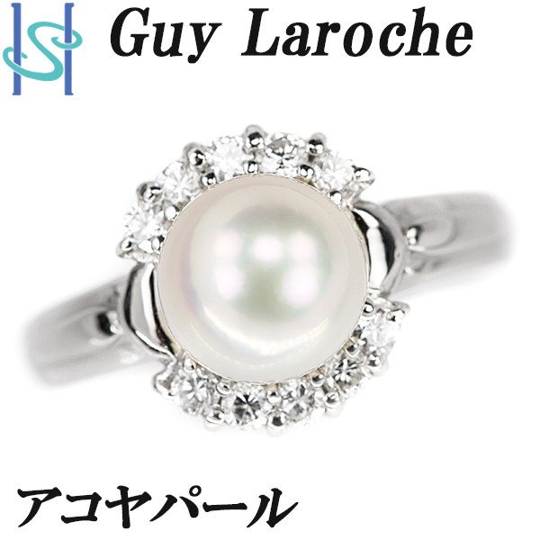 ギラロッシュ アコヤパール 7.9mm ダイヤモンド プラチナ Pt900 Guy Laroche 送料無料 美品 中古 SH94567