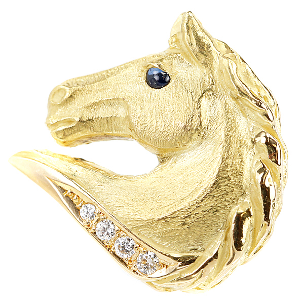sa..... blue sapphire cuffs diamond K18YG animal horse horse men's designer SH91052