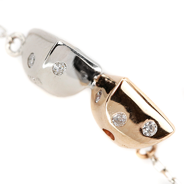  pink sapphire necklace 0.44ct diamond Pt900 K18PG Princess cut LASOMA beautiful goods used SH96357