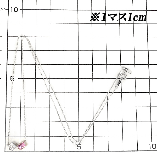  pink sapphire necklace 0.44ct diamond Pt900 K18PG Princess cut LASOMA beautiful goods used SH96357