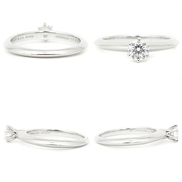 ティファニー ダイヤモンド ソリティア 0.21ct H VS1 3EX Pt950 TIFFANY&Co. 送料無料 美品 中古 SH95374