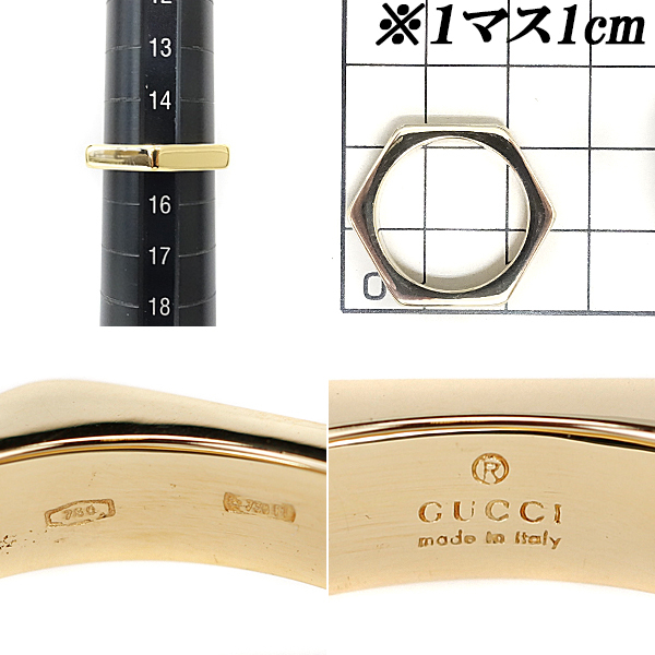  Gucci ring K18YG hexagon Hexagon men's unisex stone none metal only brand GUCCI free shipping beautiful goods used SH101999