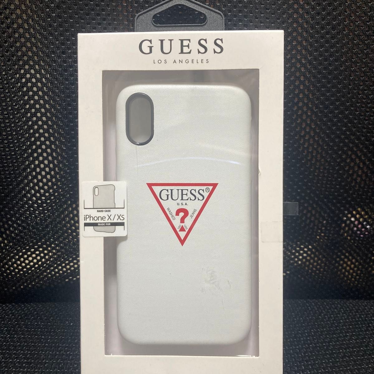 ゲス GUESS PU LEATHER CASE TRIANGLE LOGO for iPhone X (WHITE)