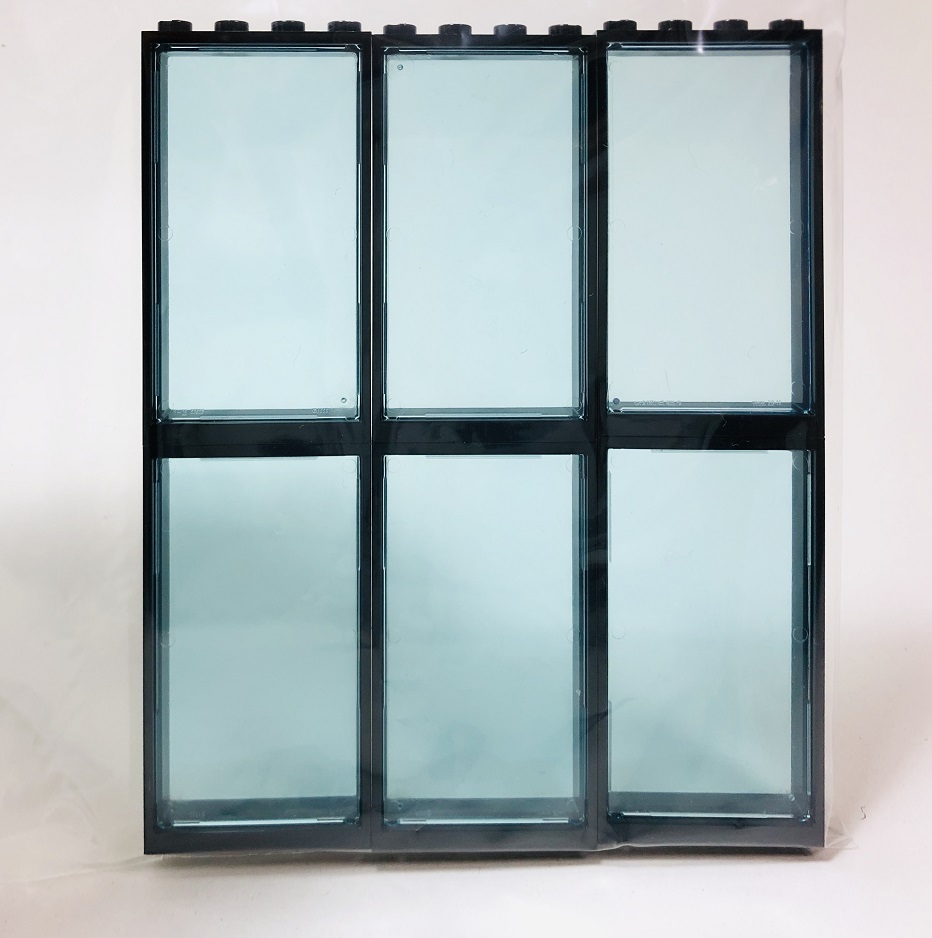 【新品未使用】レゴ　LEGO　窓　窓枠　ガラス　1x4x6 ブラック　トランスブルー　6個_画像1