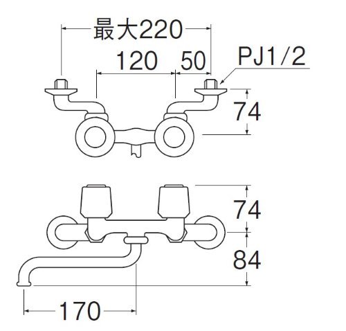 三栄 水栓金具 【K11-LH】ツーバルブ混合栓_画像2