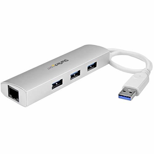 StarTech.com 3ポート ポータブル USB 3.0ハブ ギガビットイーサネット対応LANアダプタ内蔵 ST3・・・