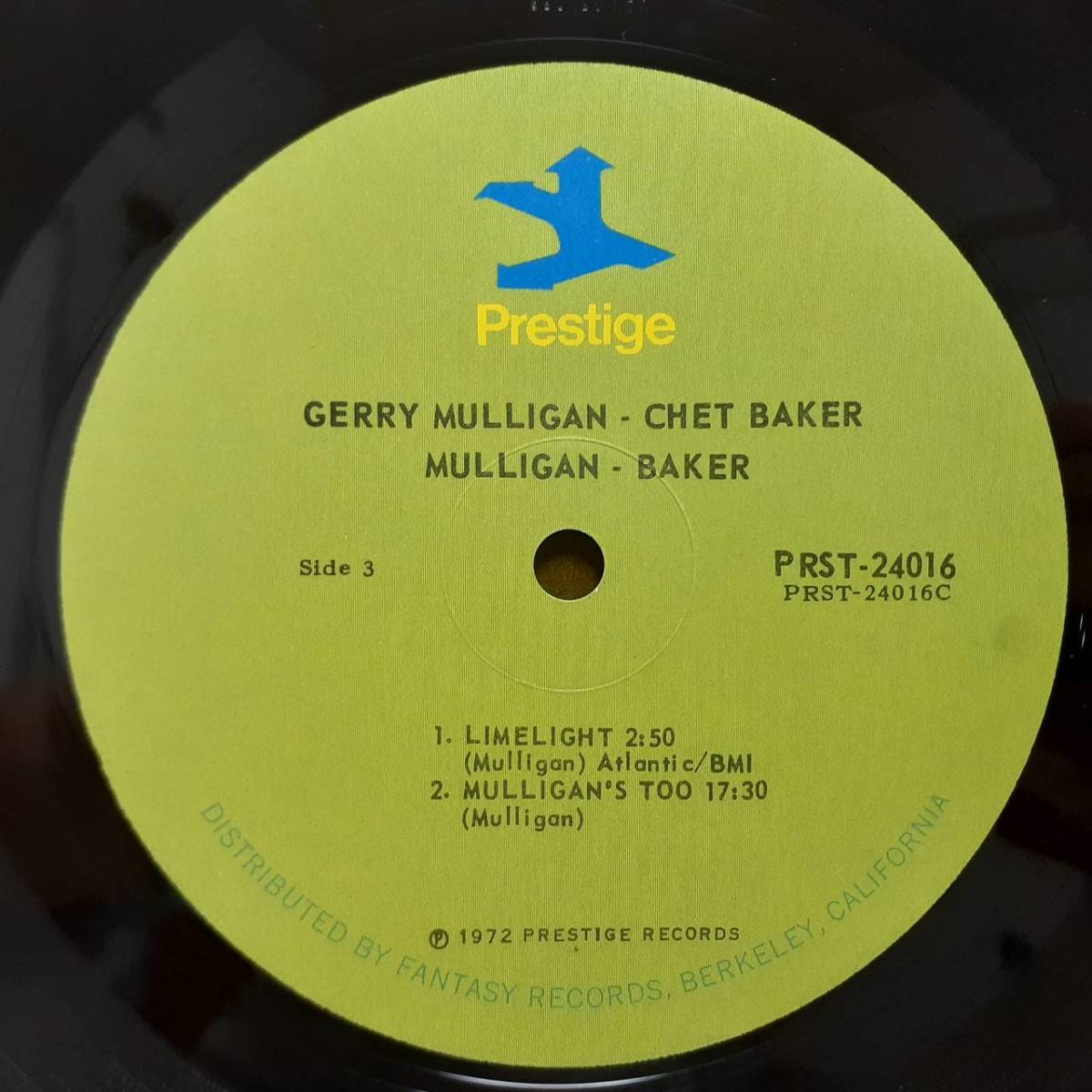 米PRESTIGE盤2LP 黄緑VANGELDER刻印 Gerry Mulligan, Chet Baker / Mulligan / Baker 1972年 PRST24016 Fantasy音源もRVGリマスターに_画像6