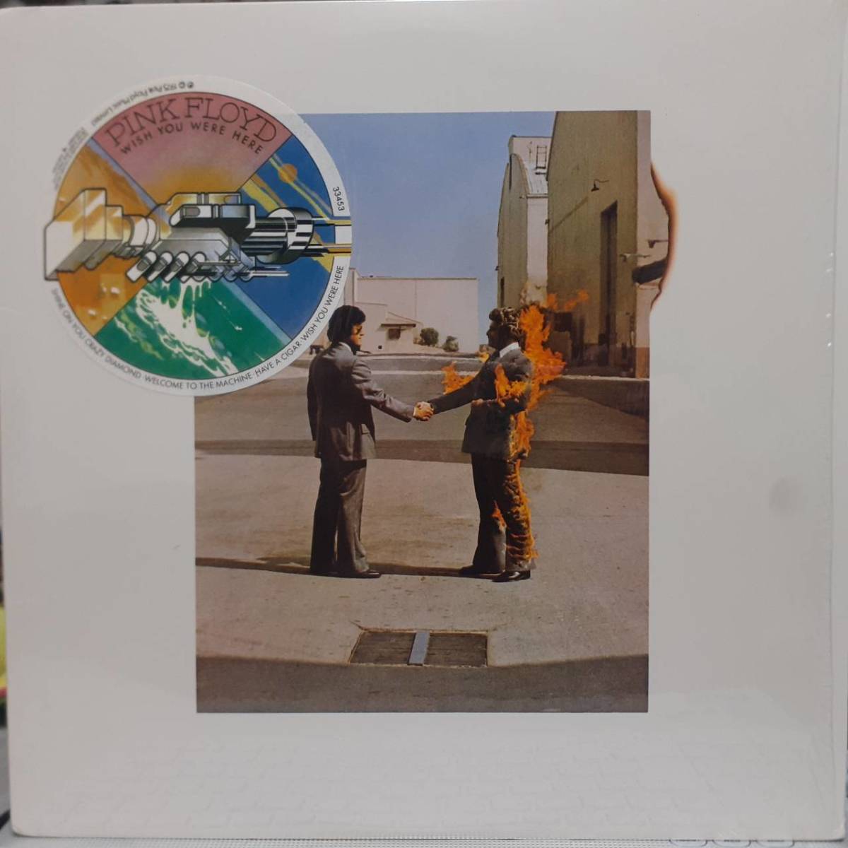 美品 米COLUMBIA盤LP ステッカー＆シュリンク！Pink Floyd / Wish You Were Here 1981年 PC 33453 ピンク・フロイド 炎 Roy Harper_画像1