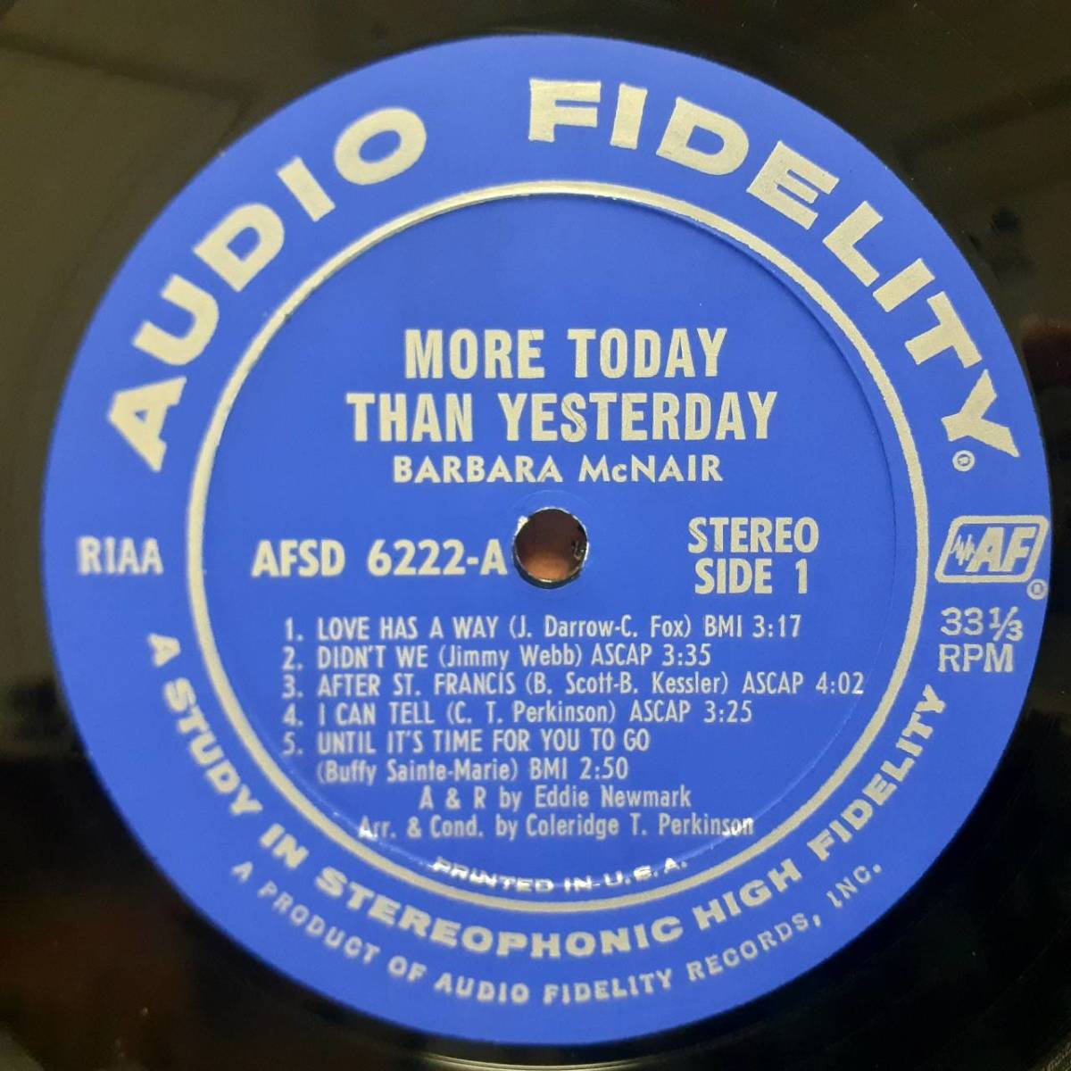 高音質PROMO米AUDIO FIDELITYオリジLP プロモ・スタンプ Barbara McNair / More Today Than Yesterday 1969年 AFSD6222 Spiral Starecase_画像2