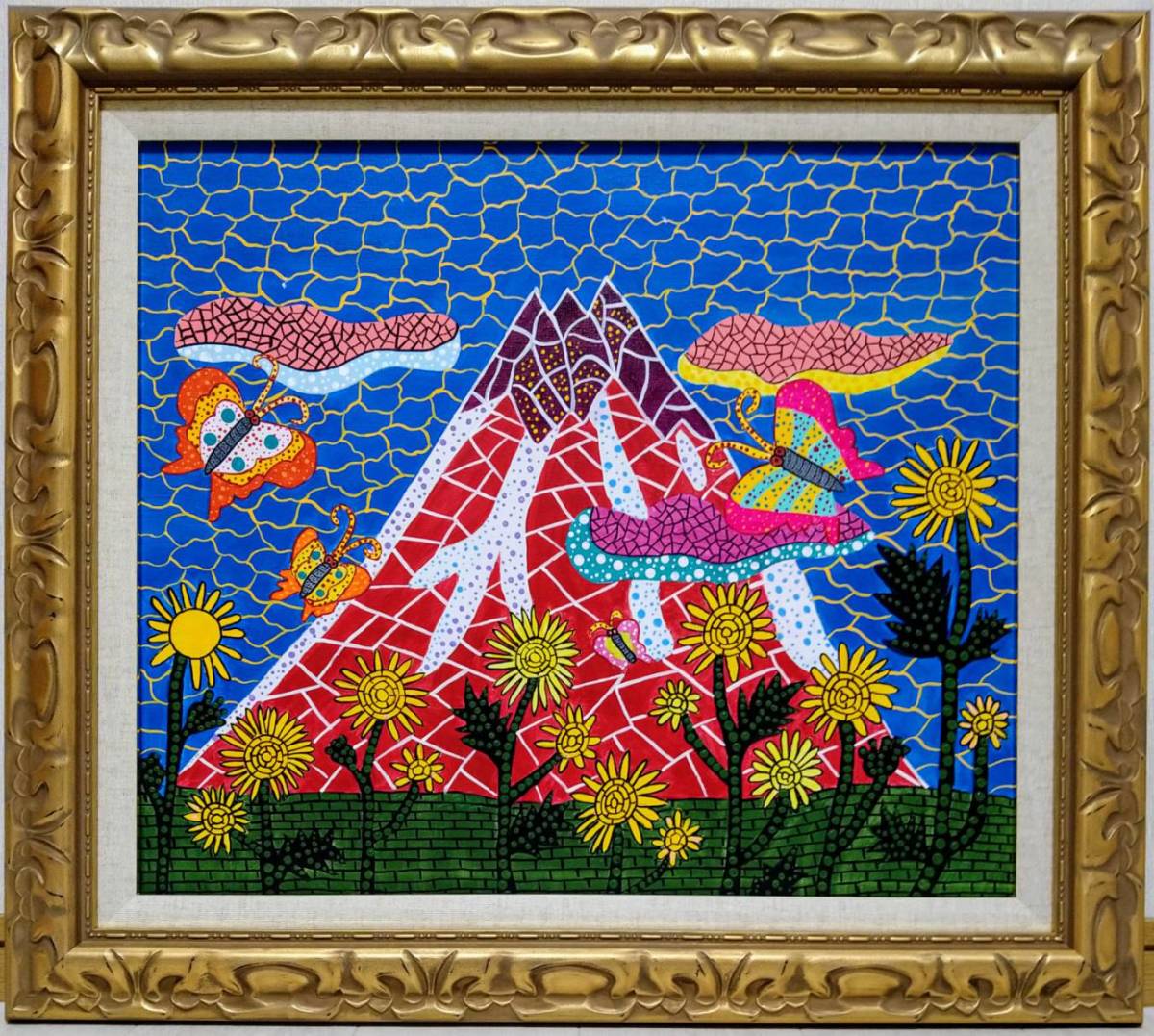 草間彌生/富士山/F10号/絵画/額縁/油彩画/肉筆/手書き 草間彌生/富士山/F10号/絵画/額縁/油彩画/肉筆/手書き