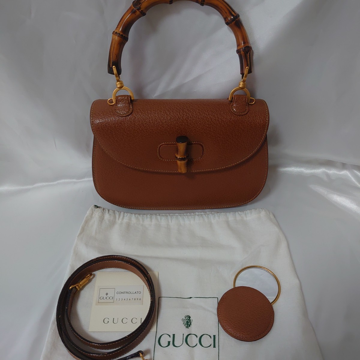 1円～【美品】GUCCI グッチ バンブー ピッグスキン 2WAYショルダー ハンドバッグ レザー バンブーバッグ 即決 送料無料 正規品_画像1