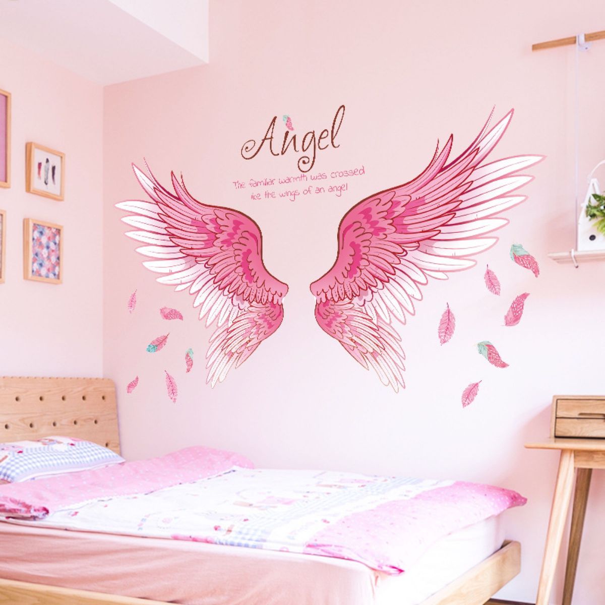ウォールステッカー　KZ64 ピンクの天使羽　写真　DIY 壁紙インテリアシール