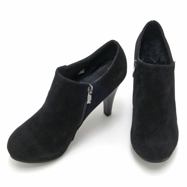  new goods large size Short bootie black 26.5cm 135131-43 suede style high heel front thickness bottom instrument -m