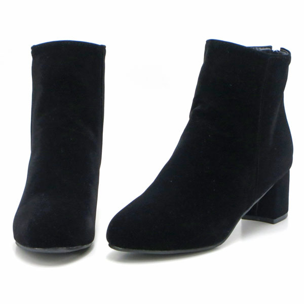  new goods large size short boots black 27cm 135230-44 suede style futoshi heel 