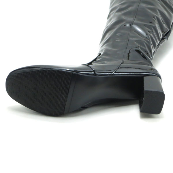  новый товар   большой  размер    длинный   ботинки   черный  26.5cm 135303-43  эмаль ...  толстый   каблук 