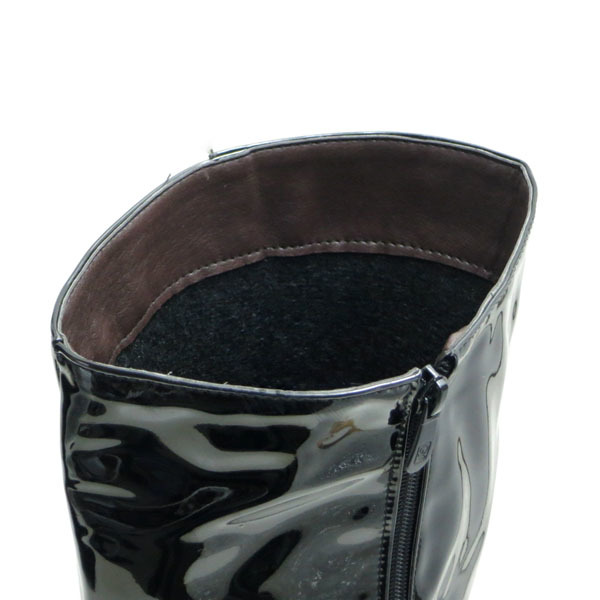  new goods large size long boots black 26.5cm 135303-43 enamel style futoshi heel 