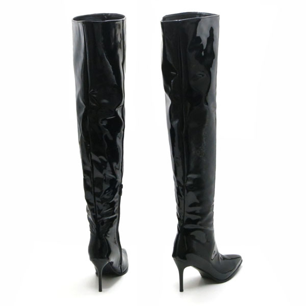  новый товар большой размер чулки ботинки черный 29cm 135703-48 эмаль style высокий каблук ботфорты 