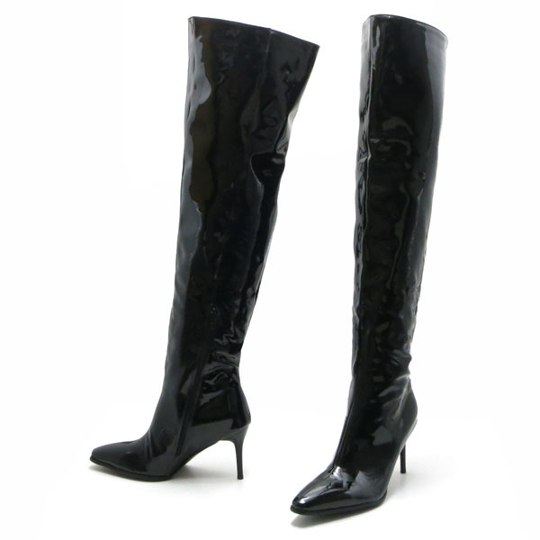  новый товар большой размер чулки ботинки черный 29cm 135703-48 эмаль style высокий каблук ботфорты 