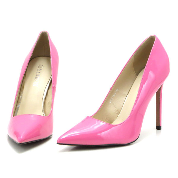  new goods large size pumps pink 28cm 131370-46 enamel style high heel 