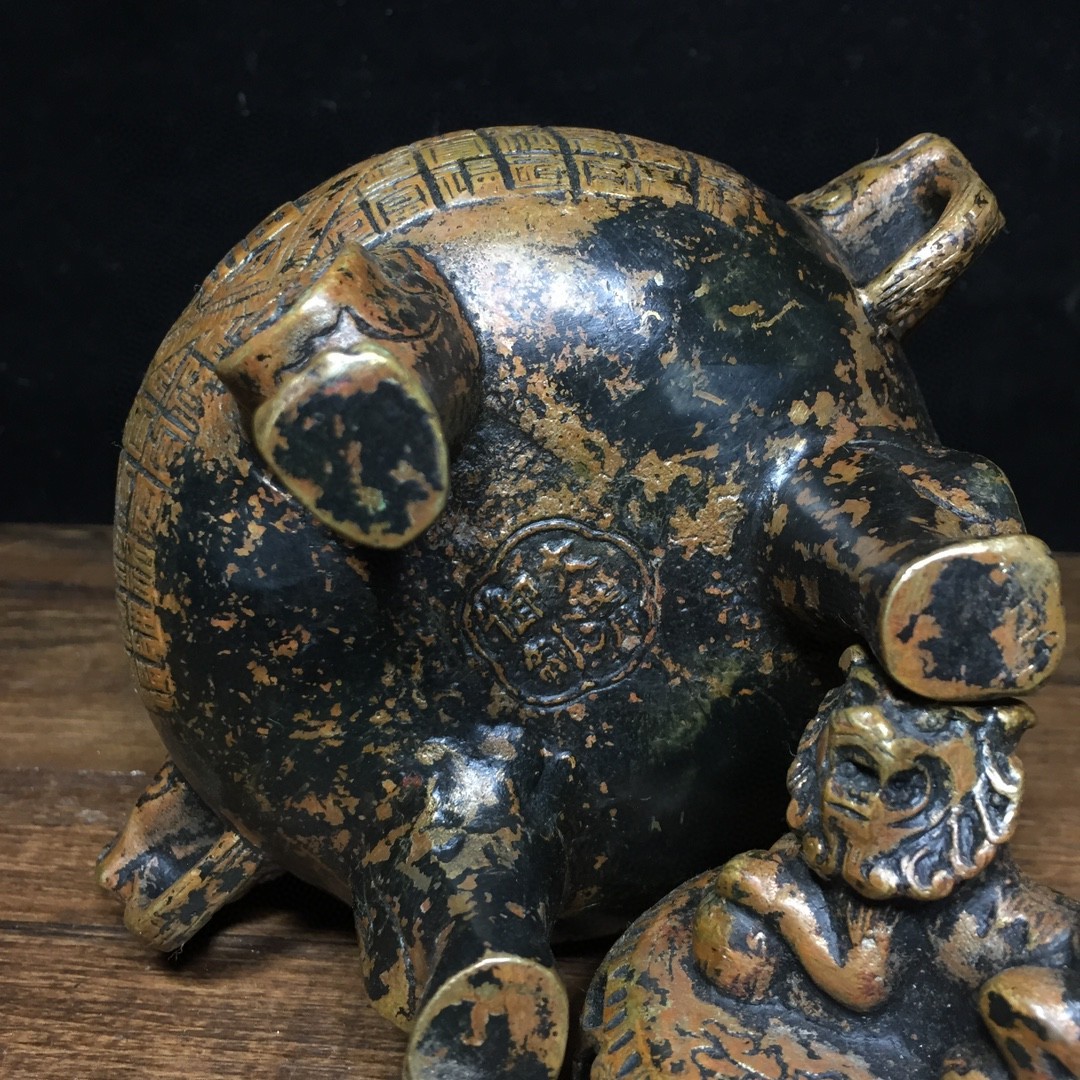 9100円 【古寶奇蔵】銅製・福祿寿・三獣足雙獣耳・獅蓋熏香炉 9100円 【古寶奇蔵】銅製・福祿寿・三獣足雙獣耳・獅蓋熏香炉