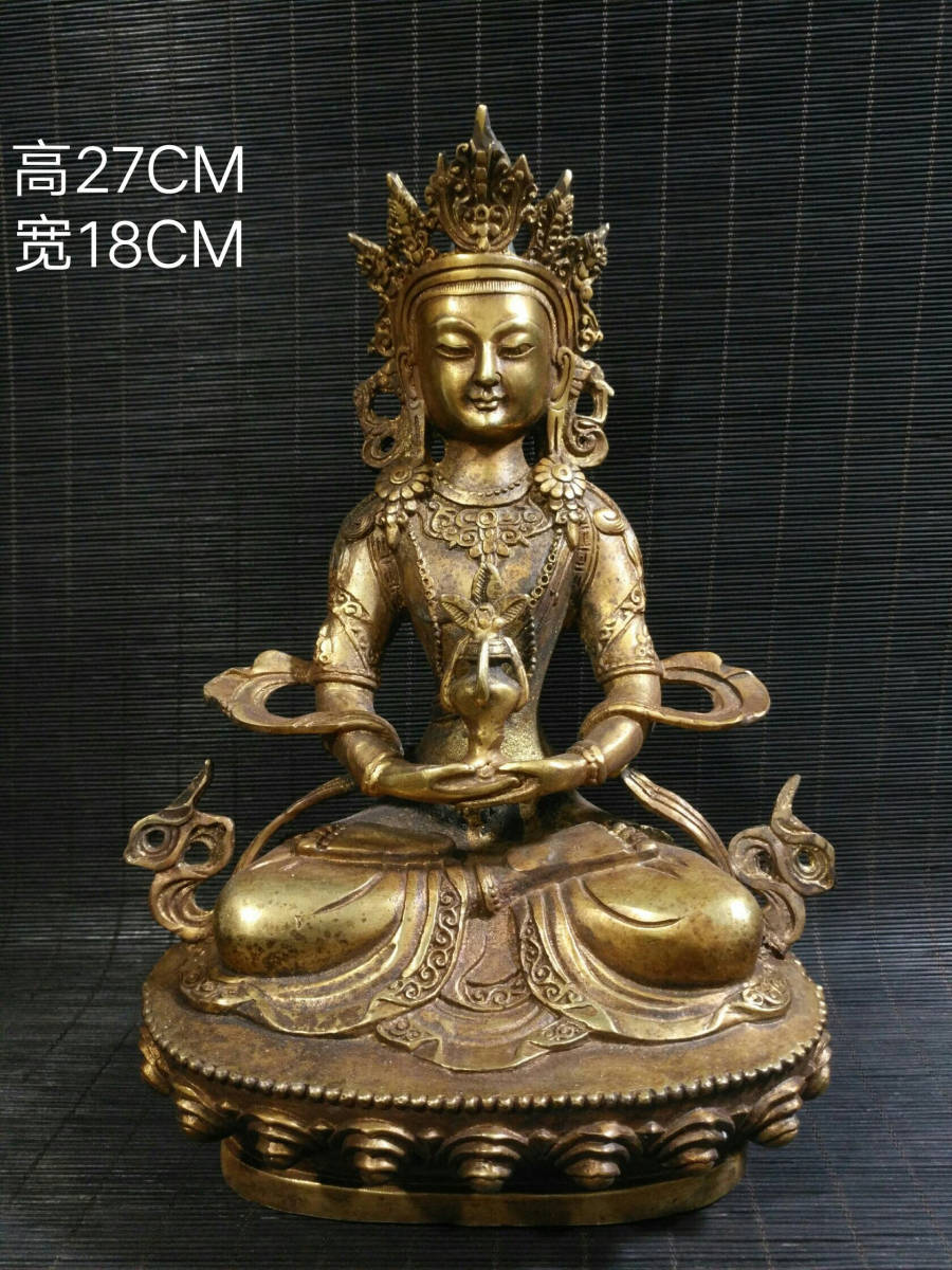 【古寶奇蔵】銅製・塗金・長寿仏・置物・賞物・中国時代美術