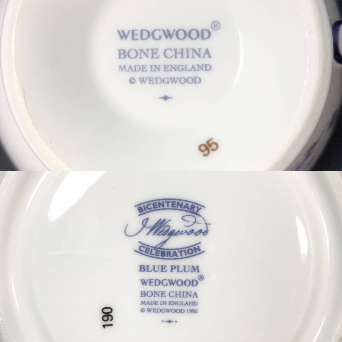 ▼【美品】 WEDGWOOD ブループラム カップ&ソーサー BONE CHINA 200年記念 陶磁器 BLUE PLUM ウェッジウッド ティーカップ&ソーサー_画像7