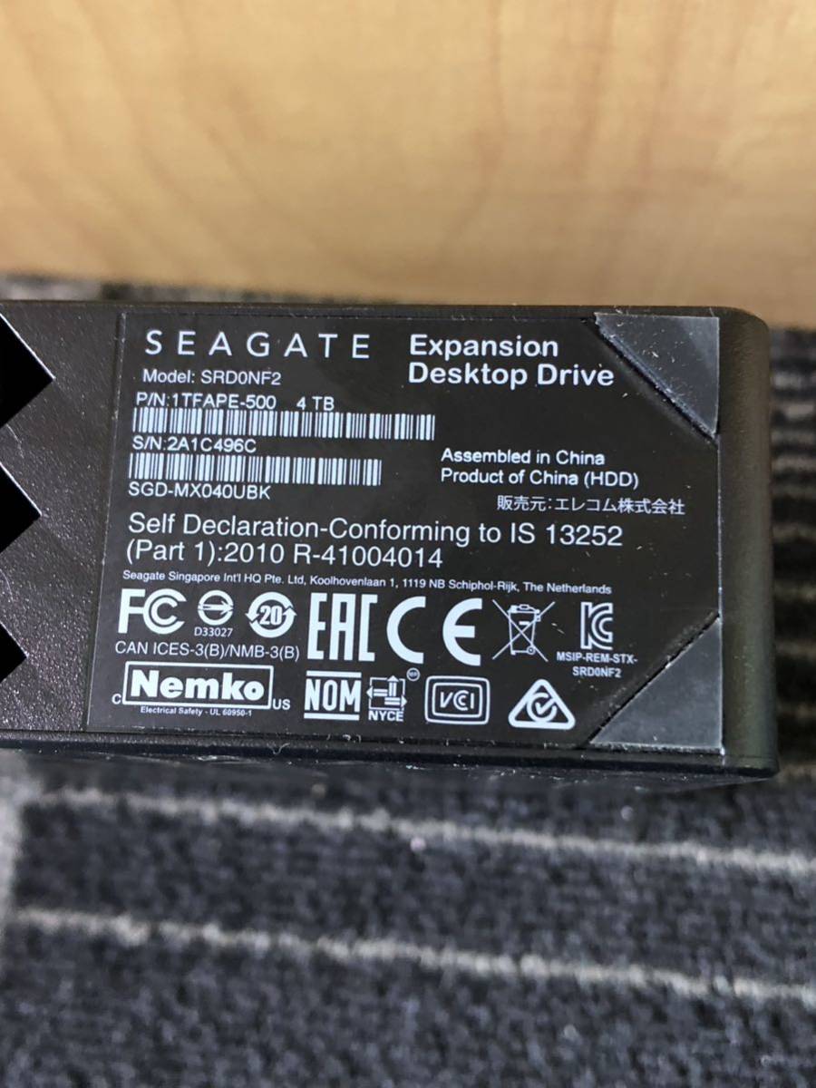 AK◆ELECOM エレコム SEAGATE 外付けハードディスク 4TB SRD0NF2 ジャンク品扱い◆_画像6