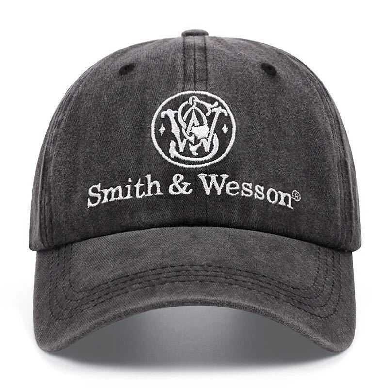 Smith & Wesson スミス＆ウェッソン 刺繍 キャップ レトロ 帽子 黒_画像1