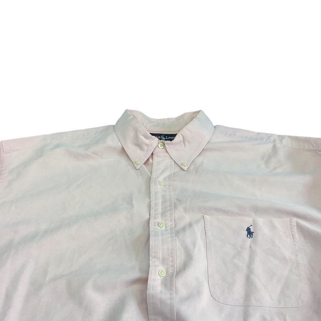 Ralph Lauren The Big Shirt ボタンダウンシャツ XL ピンク 長袖 シャツ ワンポイント ロゴ 刺繍 Polo ポロ ラルフローレン_画像2