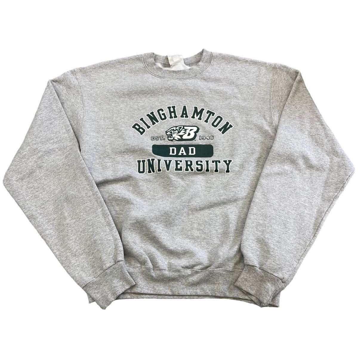 Champion BINGHAMTON UNIVERSITY スウェット M グレー ビンガムトン 大学 カレッジ チーム ロゴ トレーナー チャンピオン ECO FLEECCE_画像1