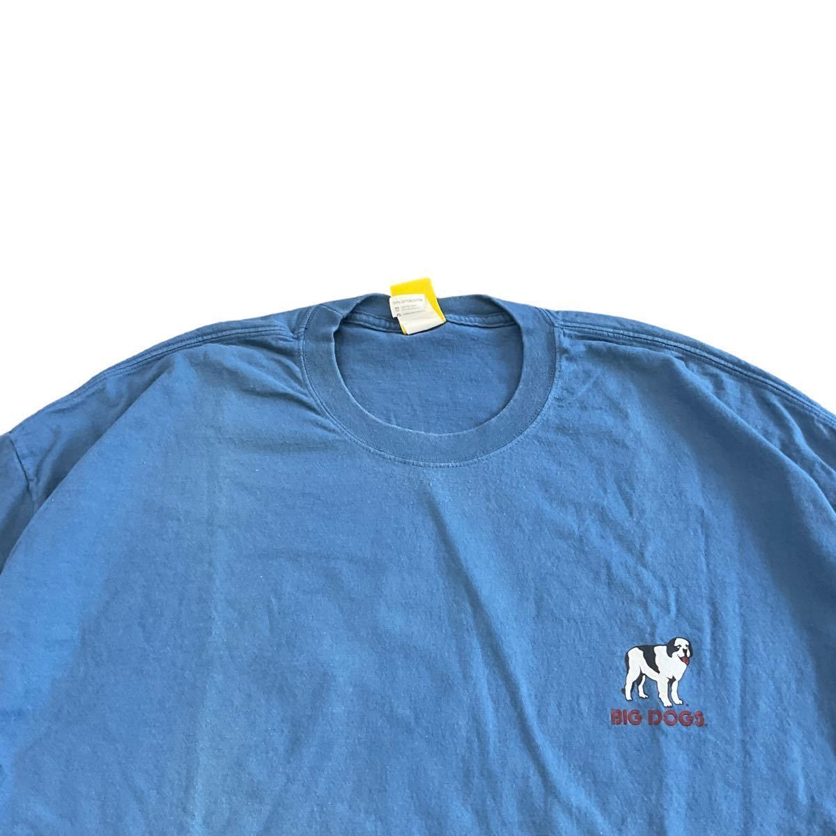 00s BIG DOGS 半袖 Tシャツ 3XL ブルー DOG 犬 コットン ワンポイント ロゴ ビッグドッグ_画像4