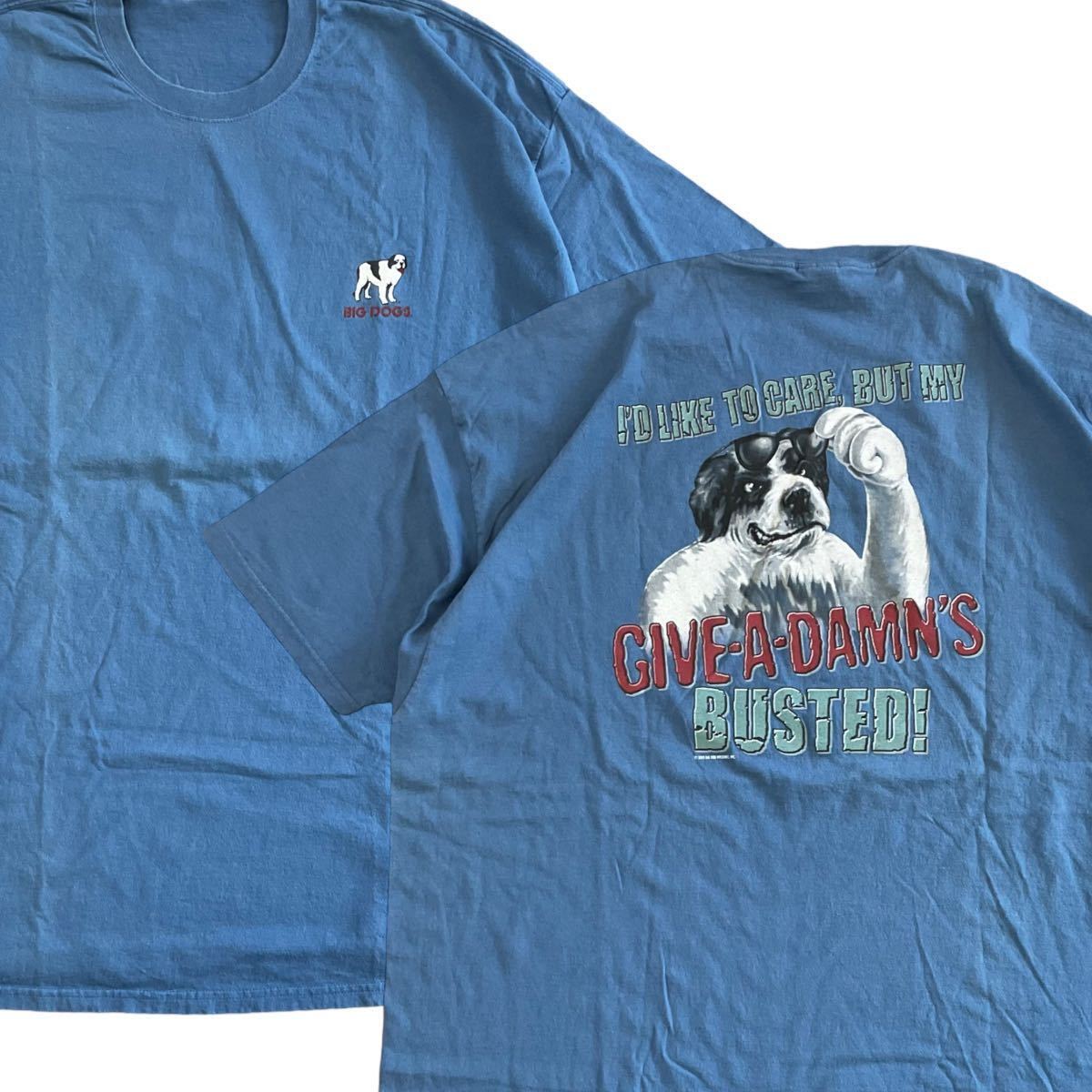 00s BIG DOGS 半袖 Tシャツ 3XL ブルー DOG 犬 コットン ワンポイント ロゴ ビッグドッグ_画像1