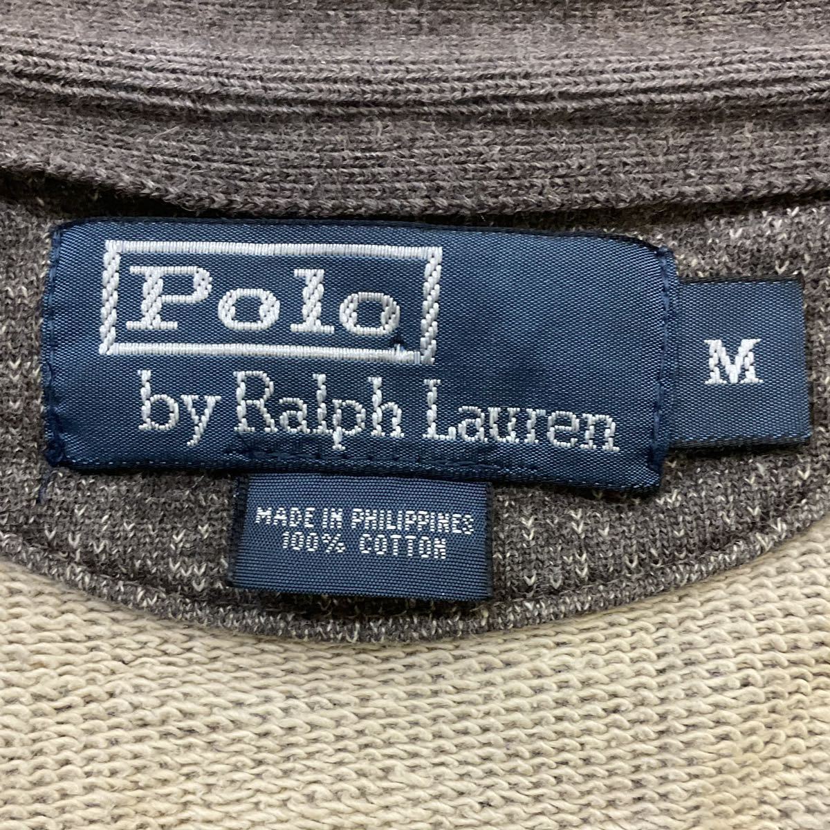 90s Polo by Ralph Lauren スウェット カーディガン M ブラウン コットン ジャケット ポロ バイ ラルフローレン ヴィンテージ_画像3