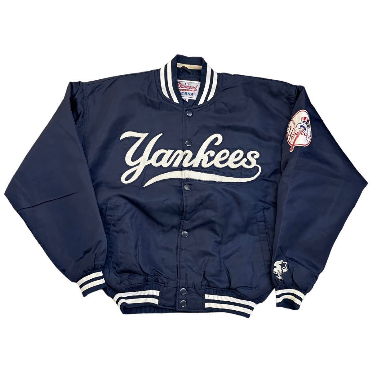 STARTER New York Yankees スタジャン M ネイビー 中綿 スターター MLB ロゴ ナイロン ジャケット 90s ニューヨーク ヤンキース