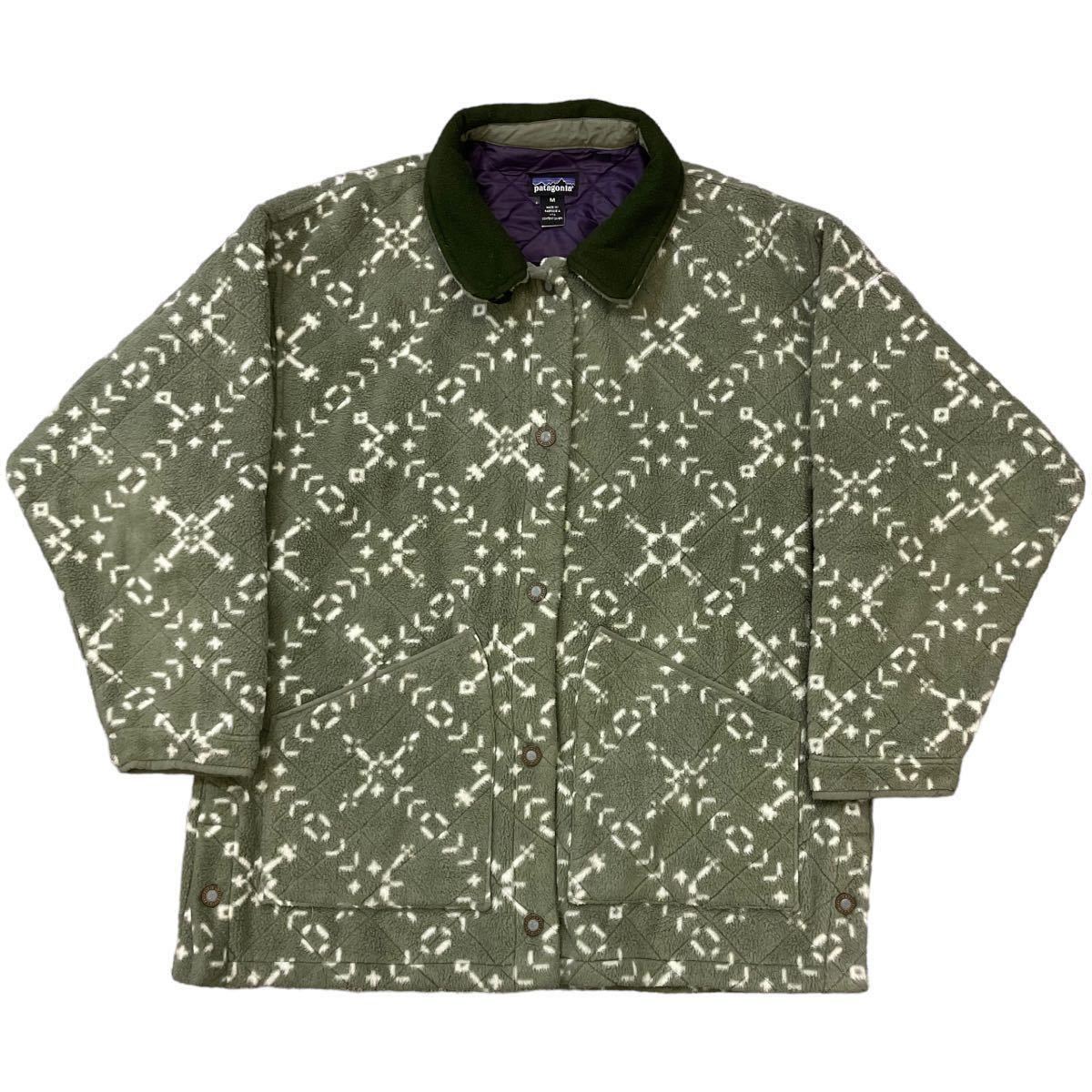 【超目玉枠】 USA製 90s Patagonia 総柄 グリーン M シャーリングコート Mサイズ